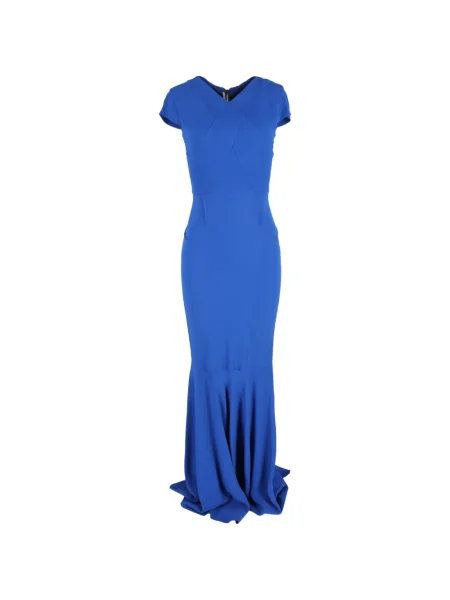 Rochie maxi Roland Mouret cu decolteu în V de costum albastru
