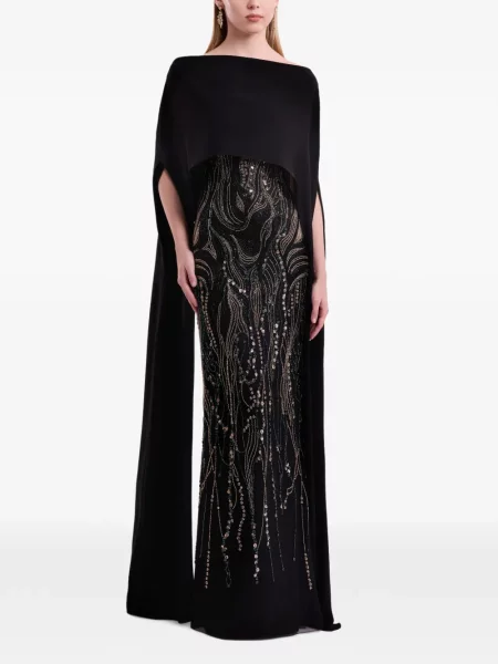 Rochie maxi Gemy Maalouf cu mărgele negru