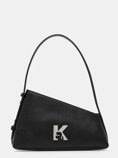Кожена чанта Karl Lagerfeld Jeans черно