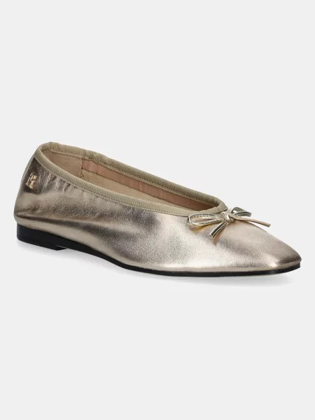 Tommy Hilfiger Балеринки Ballerina Soft Leather Metallic златист