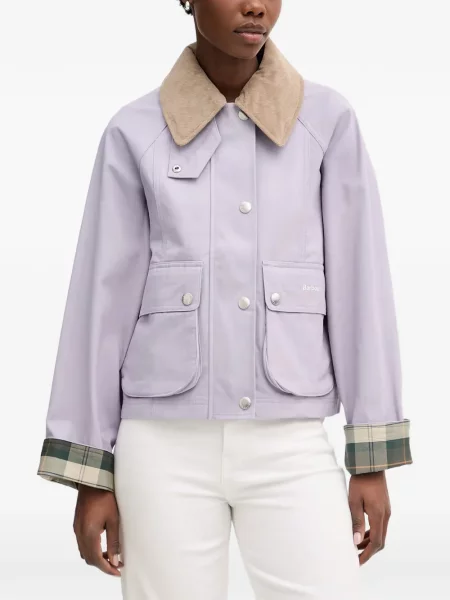 Gulerat geacă Barbour de catifea cord în carouri violet
