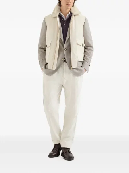 Pantaloni Brunello Cucinelli de catifea cord alb