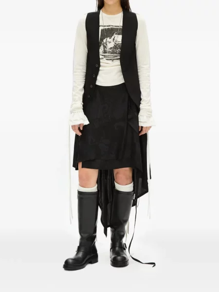 Fustă Ann Demeulemeester cu model paisley din jacard asimetrică negru