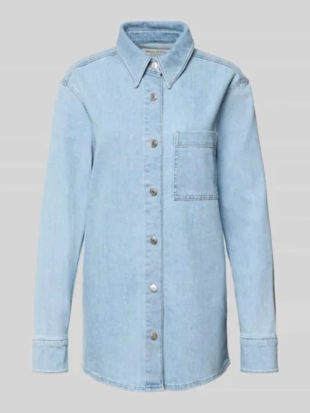 Bluzka jeansowa o kroju regular fit z mieszanki bawełny Marc O'polo niebieska