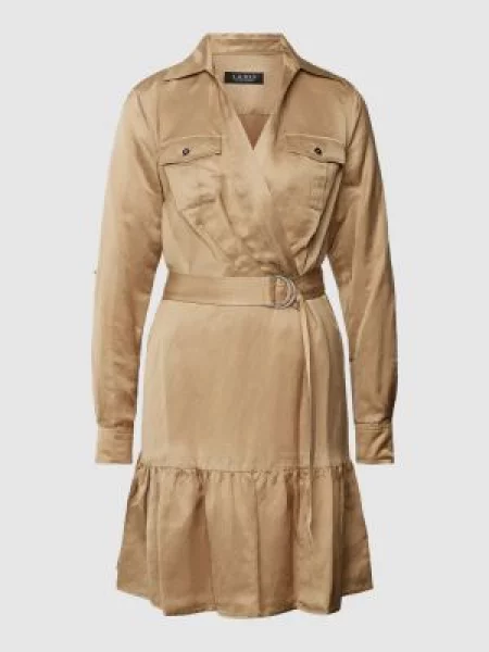 Sukienka koszulowa w kopertowym stylu o długości do kolan z mieszanki i lnu Lauren Ralph Lauren