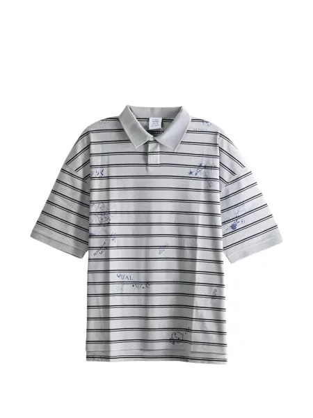 Tricou polo Vetements cu dungi cu imagine gri