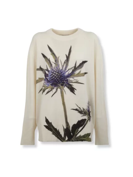 Sweter Blumarine wełniany z nadrukiem biały