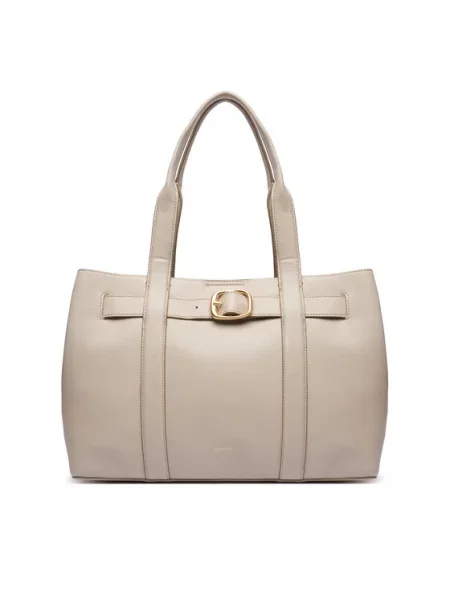 Ročna torba Calvin Klein Buckle Medium Tote Écru bela