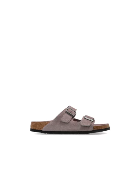 Klapki Birkenstock skórzane fioletowe