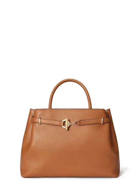 Kožená kabelka Lauren Ralph Lauren černá hnědá