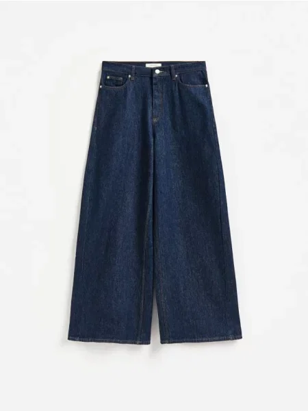 Reserved Blugi wide leg bleumarin