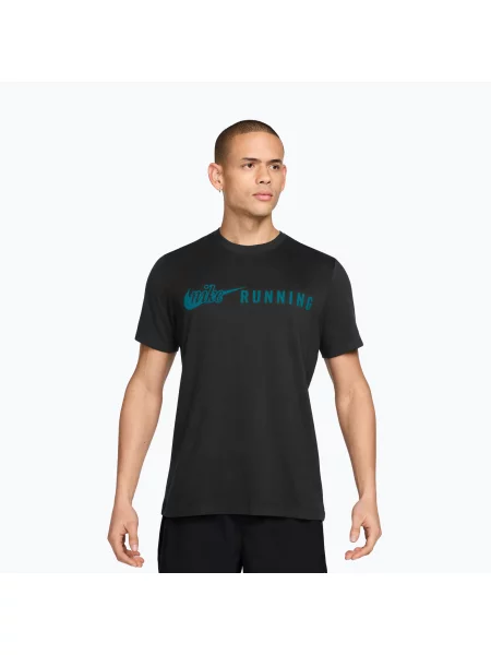 Tricou de alergare pentru bărbați Nike Dri-Fit Running T-Shirt black/bright spruce negru