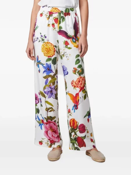 Pantaloni Weekend Max Mara cu model floral cu imagine alb