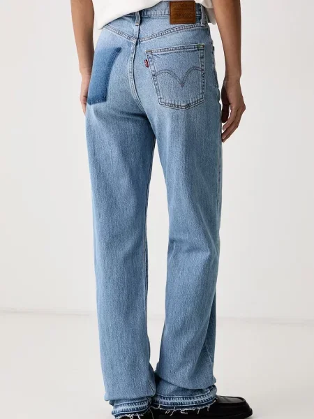 Levi's jeansy straight RIBCAGE FULL LENGTH RECRAFTED niebieskie