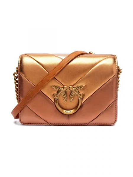 Pinko De piele geantă pe umăr LOVE CLICK MINI BIG CHEVRON albastru