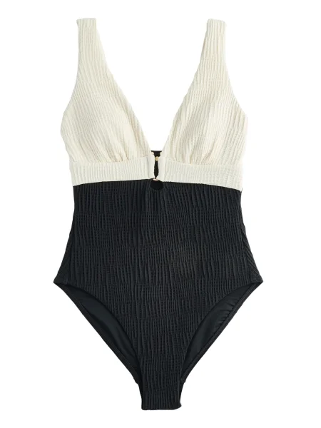 Mint Velvet Costum de baie întreg negru / lână alb