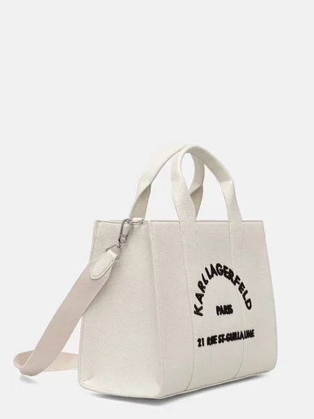 Karl Lagerfeld Geantă tip sac Rue St-Guillaume Mittelgroße Tote Bag alb bej