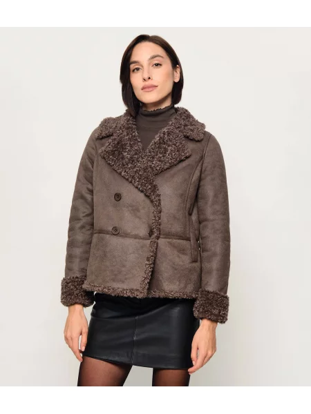 Haină din piele de oaie Bomboogie din piele de oaie maro