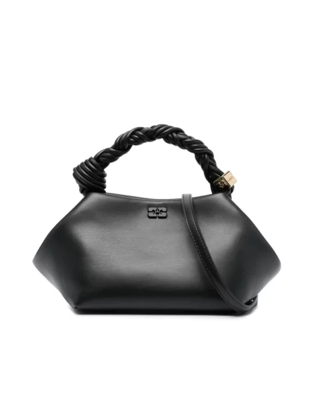 Torebka crossbody Ganni biznesowa z nadrukiem czarna
