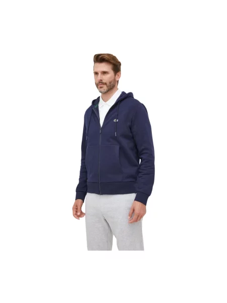 Bluza rozpinana Lacoste z kapturem z długim rękawem niebieska