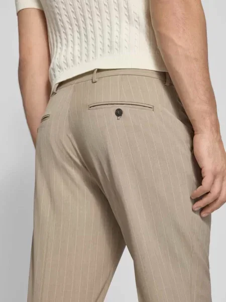 Spodnie garniturowe o kroju slim fit w prążki Model SLIM-LIAM' Selected Homme