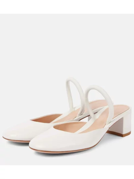Papuci tip mules Gianvito Rossi din piele alb
