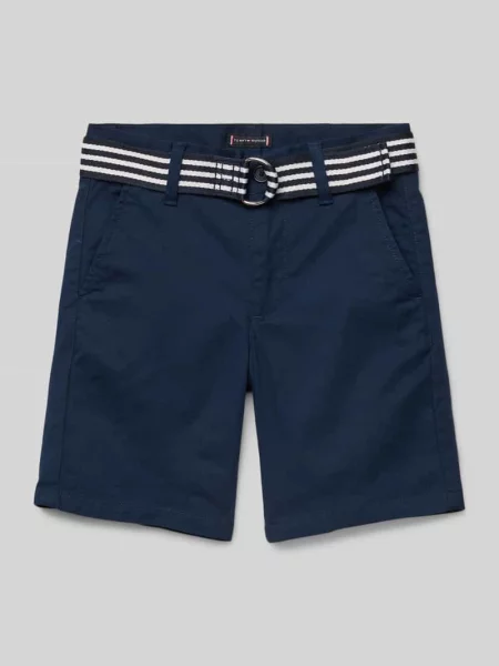 Szorty z paskiem i wpuszczanymi Tommy Hilfiger granatowe