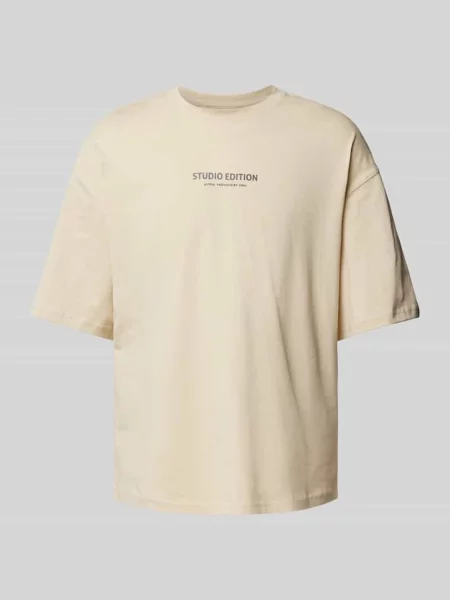 Alpha Industries t-shirt Studio Edition BP T beżowy z aplikacją biała
