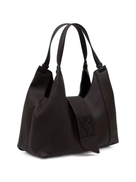 Geantă shopper Armani Exchange cu autograf maro