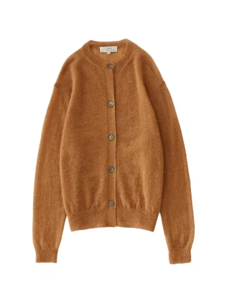 Cardigan Studio Nicholson cu decolteu rotund maro