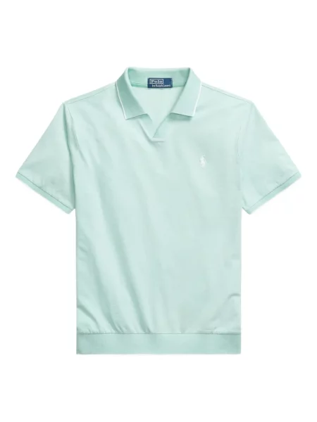 Tricou Polo Ralph Lauren din piele cu broderie în carouri maro