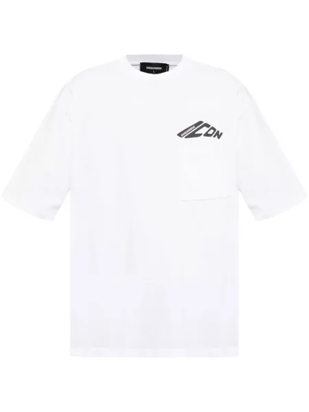 Tricou Dsquared2 cu decolteu rotund alb