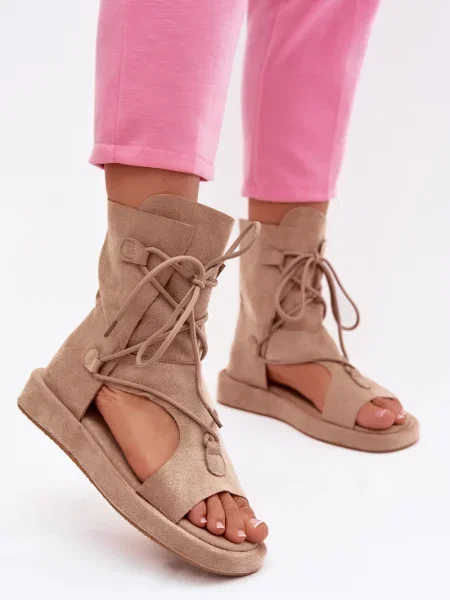 Sandale Boto cu șireturi din piele alb