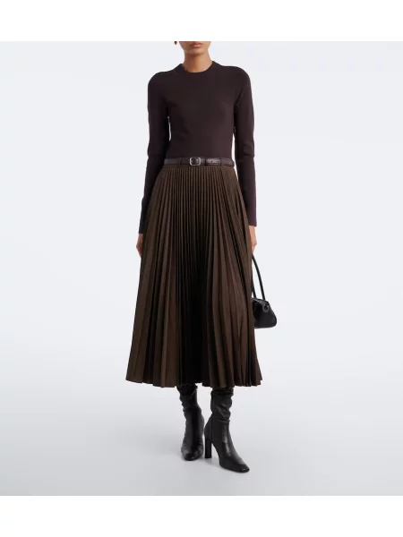 Rochie midi Simkhai în carouri tricotate maro