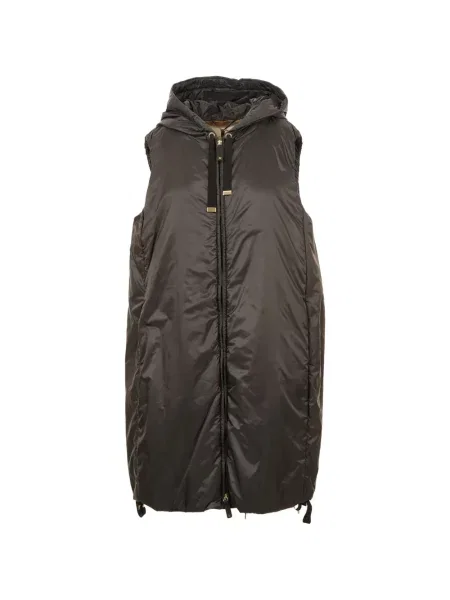 Palton Max Mara fără mâneci cu glugă negru