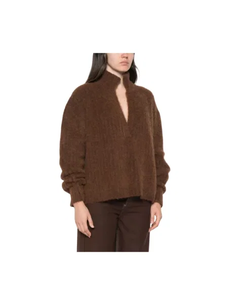 Sweter Uma Wang z dekoltem w serek brązowy