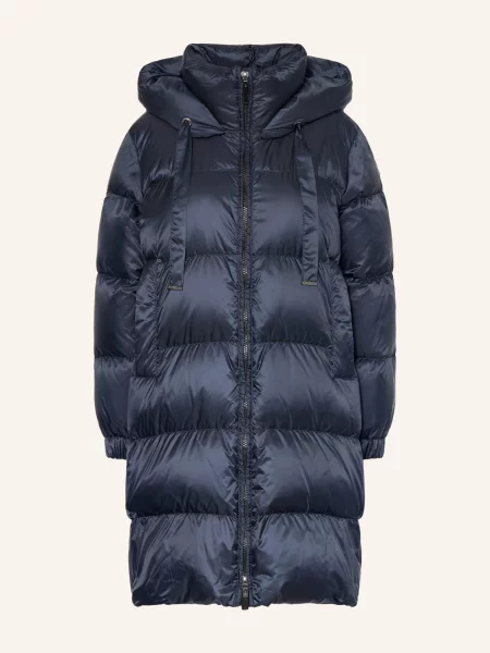 Max Mara The Cube Péřový Kabát Marte S Odnímatelnou Kapucí tmavě modrá