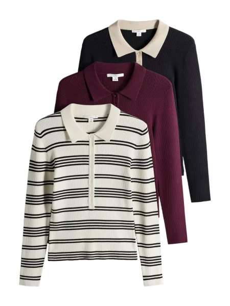 The Set Pulover roșu burgundy / negru alb