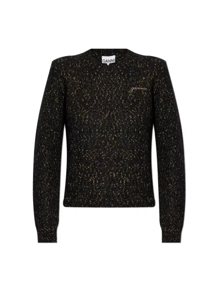 Sweter Ganni z logo czarny