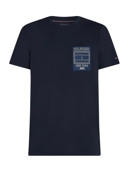 TOMMY HILFIGER Tricou bleumarin / albastru închis alb