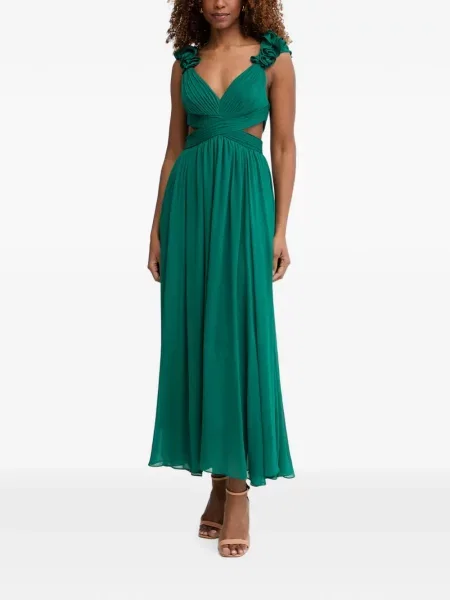 Rochie maxi Morgan cu volane verde