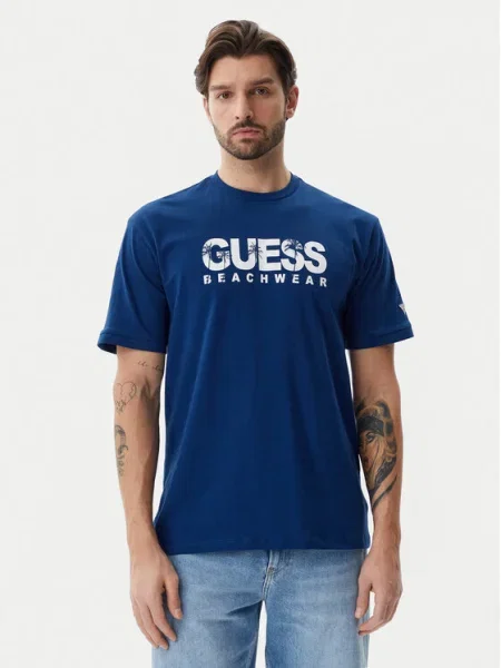 Тениска Guess с принт синьо