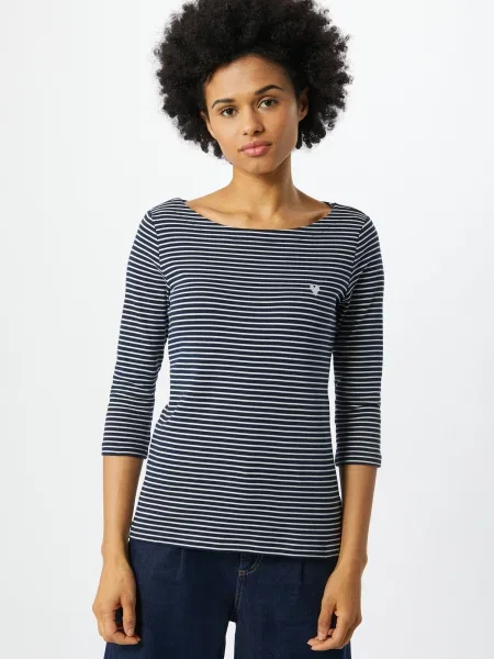 TOM TAILOR Tricou / albastru noapte alb