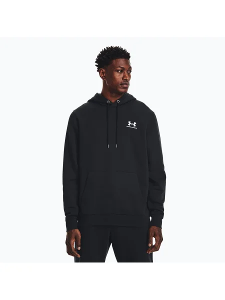 Мъжки суитшърт Under Armour Essential Fleece Hoodie black/white бяло