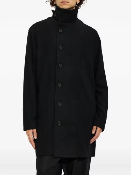 Παλτό Yohji Yamamoto με όρθιο γιακά μαύρο
