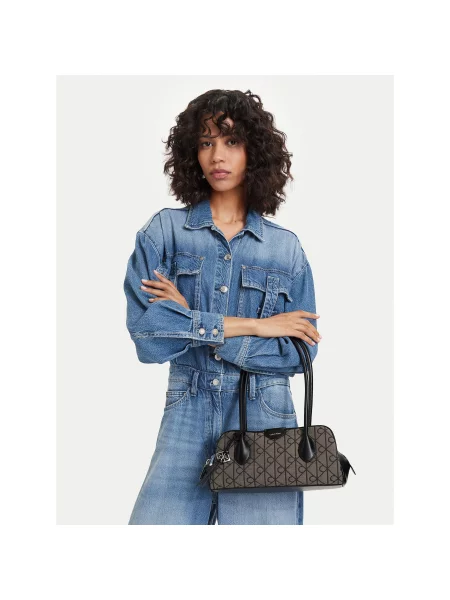 Kézitáska Calvin Klein Emblem Trio Jacquard Shoulder Ba Lotus Beige/ Black/ Aop Jacquard Universal szürke