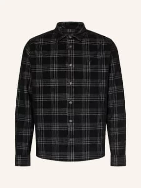 Allsaints Košile Z Manšestru Rockley Relaxed Fit / tmavě šedá černá