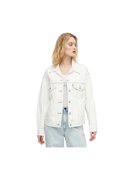 Levi's kurtka jeansowa niebieski przejściowa oversize biała