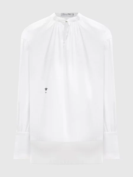 Блуза з вишивкою логотипа Christian Dior біла
