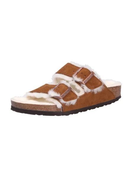 Klapki BIRKENSTOCK Arizona Shearling SL Narrow mink brązowe